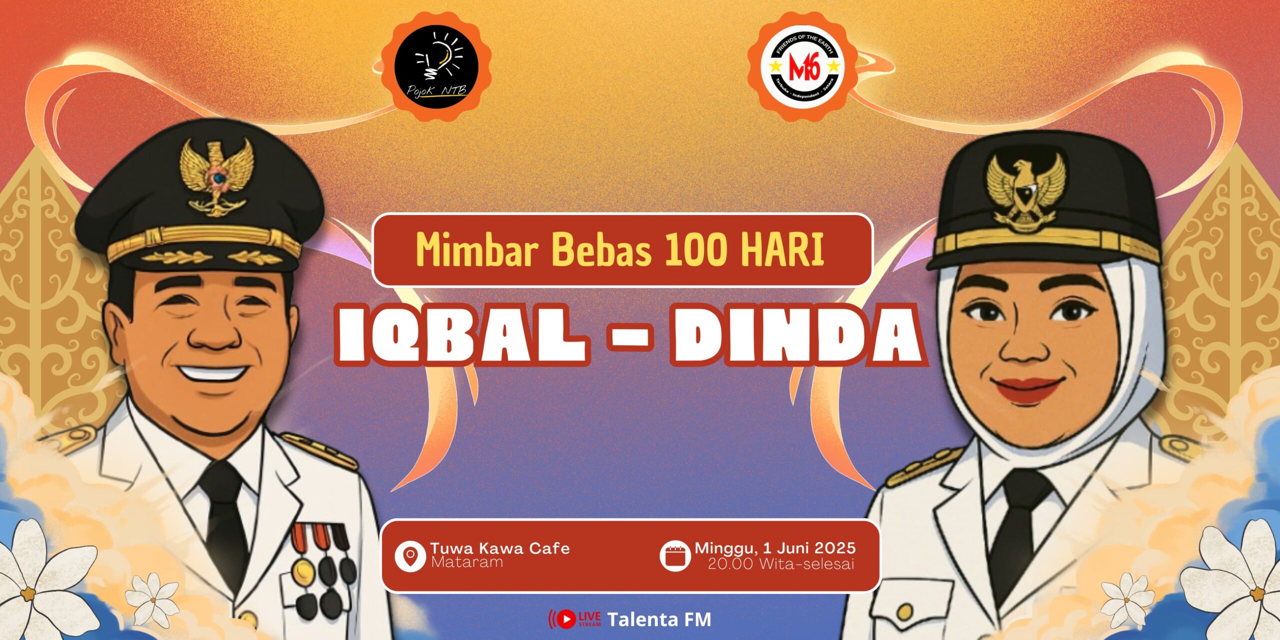 Mimbar Bebas 100 Hari Iqbal-Dinda, Pojok NTB dan Mi6 Ingin Hadirkan Narasi Alternatif agar Publik Tak Terbius Klai