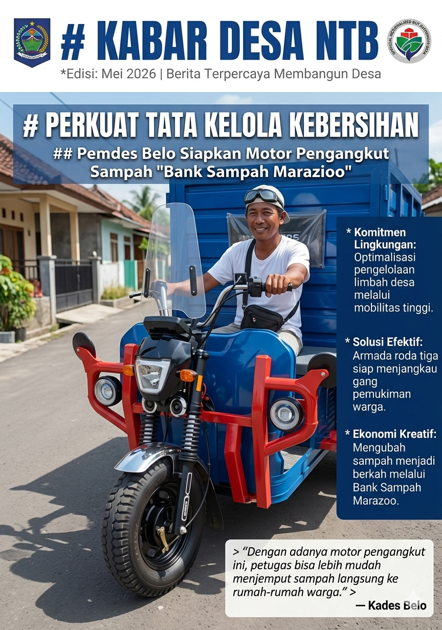 Perkuat Kebersihan Lingkungan, Pemdes Belo Siapkan Motor Pengangkut Sampah
