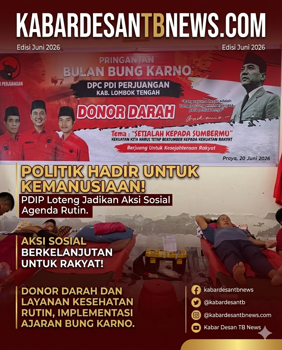 Tak Sekadar Seremonial Peringati Bulan Bung Karno, PDIP Loteng Gelar Aksi Sosial Berkelanjutan untuk Rakyat