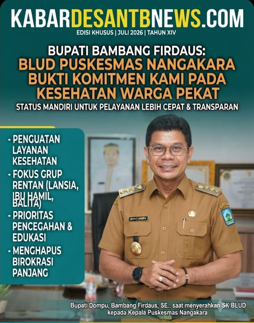Pelayanan Makin Mandiri, Puskesmas Nangakara Resmi Berstatus BLUD