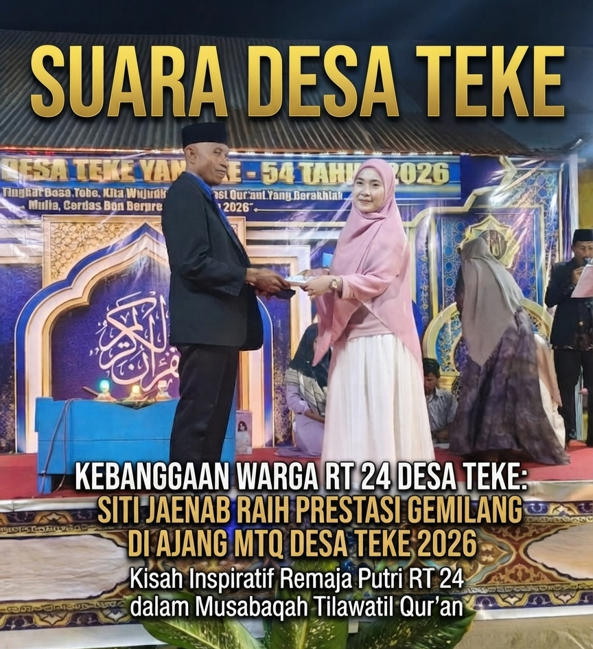Ketua RT 24 Ramli Serahkan Penghargaan ke Qoriah Terbaik MTQ Desa Teke 2026