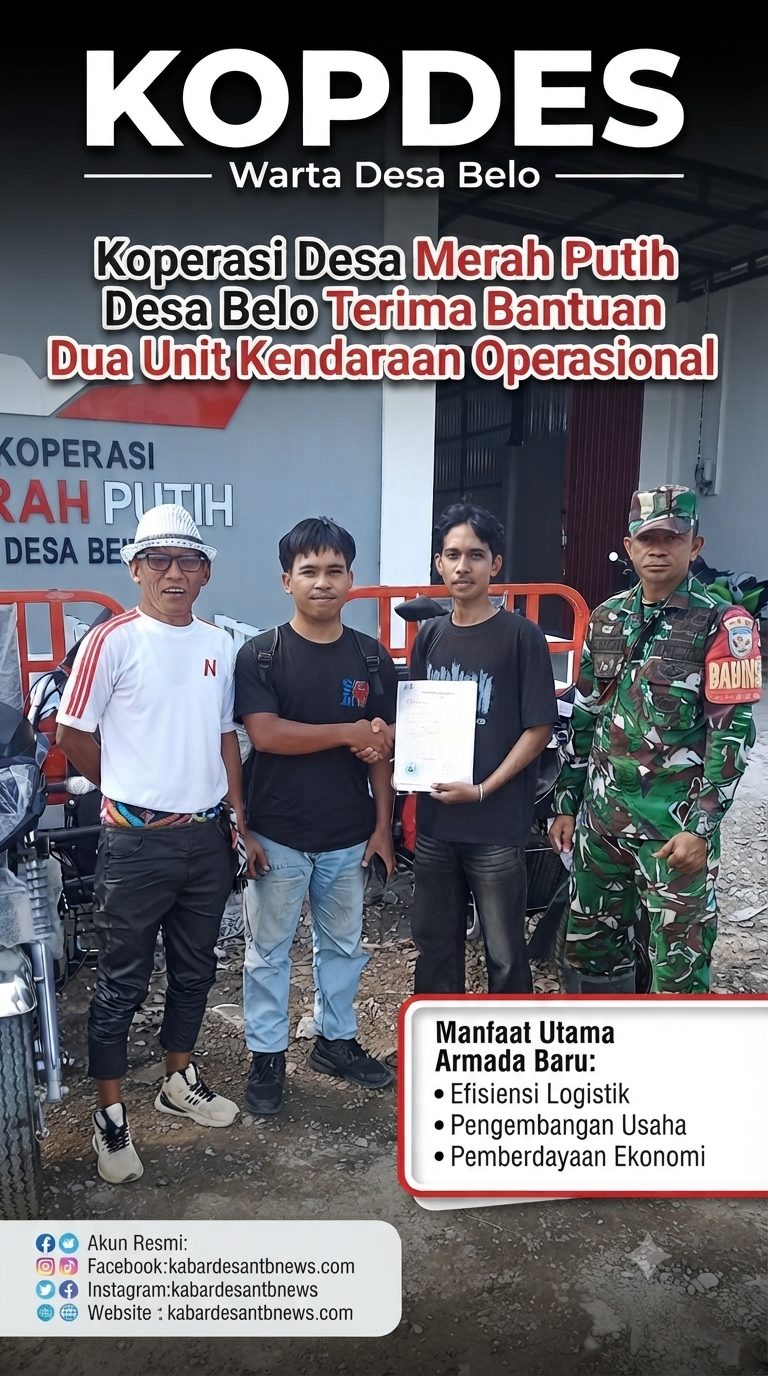 Koperasi Desa Merah Putih Desa Belo Terima Bantuan Dua Unit Kendaraan Operasional