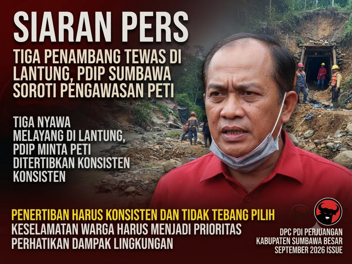 Tiga Nyawa Melayang di Lantung, PDIP Sumbawa Minta PETI Ditertibkan Konsisten