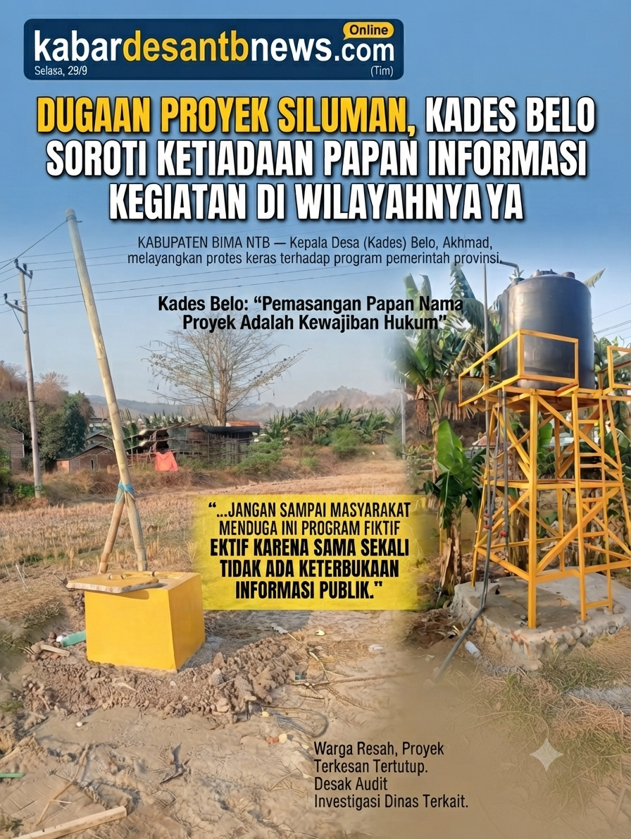 Dugaan Proyek Fiktif: Jaringan Air Bersih Desa Belo Pokir DPRD NTB Disorot Warga