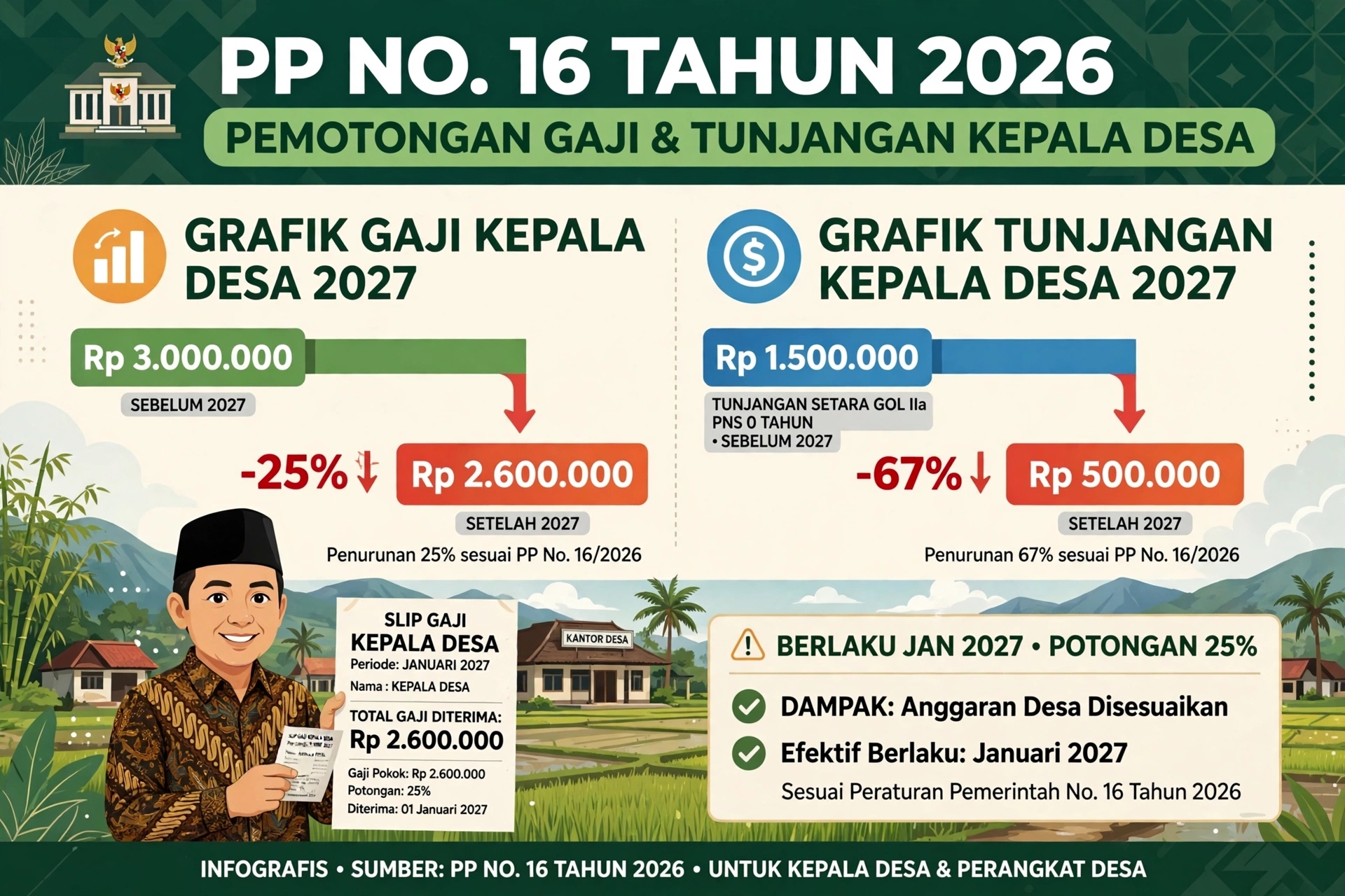 PP Nomor 16 Tahun 2026 Terbit, Gaji Kades dan Perangkat Desa Dipangkas Setara PNS Golongan II/a – Kades di Bima: Tidak Manusiawi